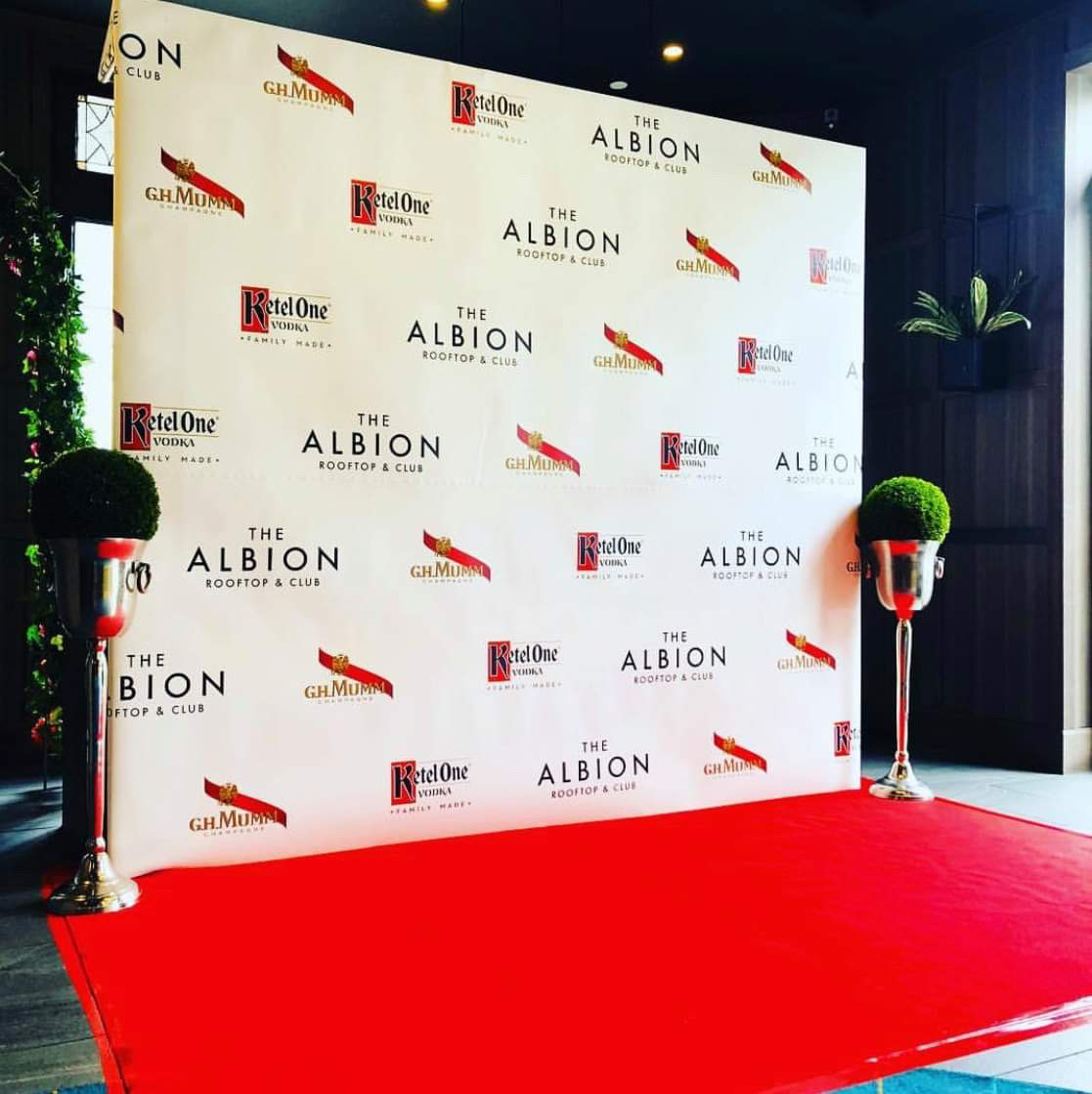 Corporate event styling with photo booth and media wall in Melbourne